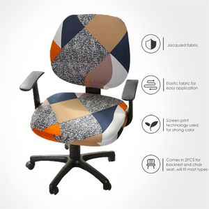 Copertina di sedia per computer stampata spandex Office Chair Cover 2 pezzi per la sedia posteriore e base 220518
