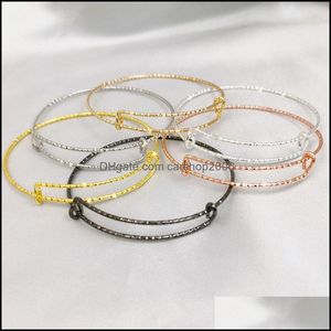 Bangle Bracelets Jewelry Lady Girl Sier Gold Plated Love Adjustable Wire Wedding Party Club Charm Fashion A Dhuqi