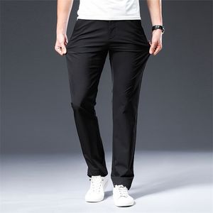 BROWON Arrival Men's Pant Spring Summer Breathable Solid Color Mid Straight Loose Men Trousers Plus Size 42 201126