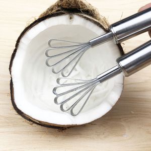 Kreativt rostfritt stål strimlad kokosnöt kniv hem kokosnöt grater skrapning kokosnöt kött skrapa fiskfrukt planering