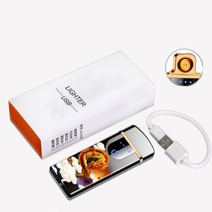 흡연을위한 시원한 지문 터치 충전 라이터 창의적 풍력 방위 성격 USB 전자 담배 라이터 친구 Cool Gifts