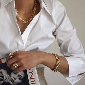 Ketten aus Messing mit 18-karätigem Goldpflaster, klobige Statement-Halskette, japanischer koreanischer Stil, Party-Designer-T-Show-Runway-Kleid-Schmuck, seltene INS-Ketten