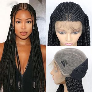 Parrucche intrecciate sintetiche da 36 pollici parrucca pizzo frontale lungo per donna nera parrucca anteriore parrucca treccia africana africana