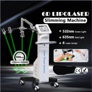 Sistema de emagrecimento do corpo laser 6D 532nm 635 Redução de gordura a laser Máquina de forma de fonte de luz vermelha Terapia de luz verde Lipólise Abdômen Perda de peso Lazer Equipamento