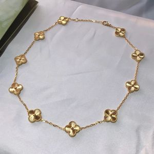 Top quality S925 silver 10pcs flower charm pendant necklace in 43cm length for women wedding jewelry gift 18k gold plated Have box stamp PS7010
