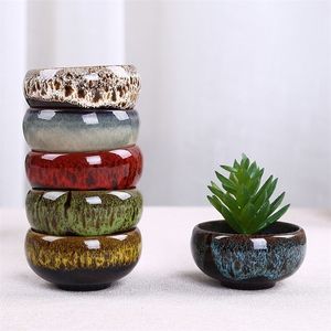 Mini Wicker Bonsai Flower Ceramic Plant Pot For the Garden Planters Desktop PC Decor Ceram Pots Pot Decorative Mold Y200709