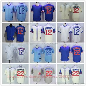 Maglie da baseball vintage di film indossano cucite 12 KyleSchwarber 22 JasonHeyward 26 BillyWilliams Nome Numero Casa lontano Sport traspirante Maglia di alta qualità