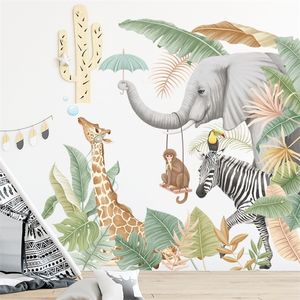 Piante nordiche Adesivi murali Animali della foresta pluviale tropicale Stickers murali per soggiorno Camera da letto Camera dei bambini Decorazione della parete Adesivo in PVC 220510