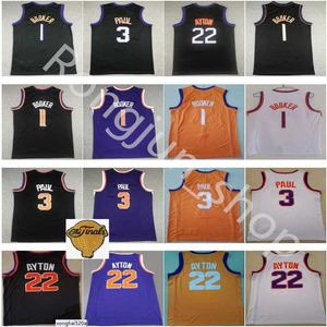 баскетбольные майки Nals Крис Пол 3 Девин Букер 1 Деандре Айтон 22 Джерси Менс Сити Черный белый фиолетовый оранжевый цвет топ