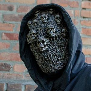 Máscara de halloween de skull steam rostura realista de látex de cabeça assustadora de cabeça de terror da cabeça 220817