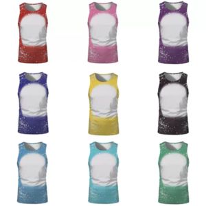 Sublimation Bleached Sleeveless Shirts Heat Transfer party favor Bleach Shirt Bleached Polyester T-Shirts US Men Women Supplies