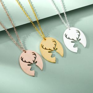 Collana con ciondolo corna a forma di corno di cervo carino per donna uomo acciaio inossidabile nekclace fascino gioielli animali collier femme catene