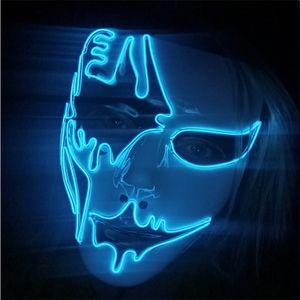 Party Masks Neon Light LED Halloween Scary Cosplay Masque Masquerade Costume Glow Props 220826