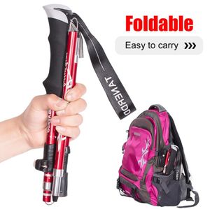 Portable 5-Section Walking Adjustable Trekking Pole Anti Shock Ultra Light Alpinism Poles Telescopic Ultralight Hiking Travel Non-slip Stick