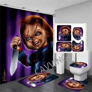 CAVVING 3D-Druck Lustiger CHUCKY Duschvorhang Wasserdichtes Badezimmer Anti-Rutsch-Badematten-Set Toilettenvorleger Teppich Home 220429