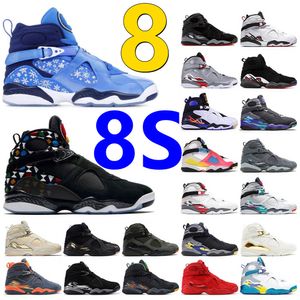 Snow Blizzard 8 Chrome Basketball Shoes Ta flyg obesegrad 8 -tal Jumpman Valentines Day Three Peat Mens White Multicolor South Beach Aqua Sports Sneakers With Box