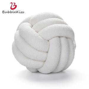 Wholesale pillow beds for kids for sale - Group buy Bubble Kiss Knotted Plush Ball Design Round Throw Pillow Waist Back Wool Knotted Cushion Sofa Bed Decoration Dolls Toys For Kids