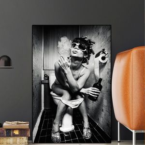 Sexy Beauty Black and White Woman Canvas Painting Posters and Prints Scandinavian Wall Art Picture for Living Room Toilet Decor