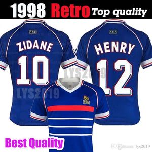 Fußballtrikots Retro Soccer Trikots Custom Name Number Zidane 10 Henry 12 Fußballhemden Top -Qualität Kleidung Französisch große Größe xxl