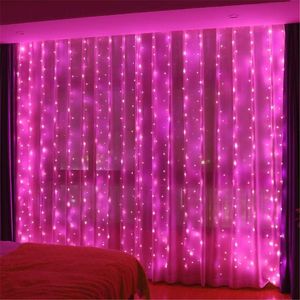 Strings Anno Ghirlanda LED Filo di rame Tenda Lucine 3 metri Finestra di casa Camera da letto Decorazione della festa nuziale di Natale Lampada rosaLED