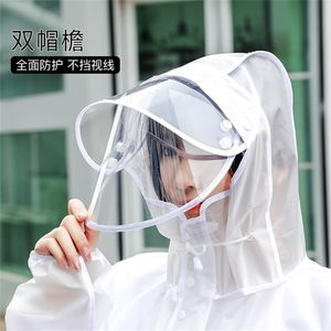 Long Transparent Womens Raincoat Motorcycle Waterproof Suit Raincoat Plastic with Hood Veste De Pluie Femme Rain Gear 210320