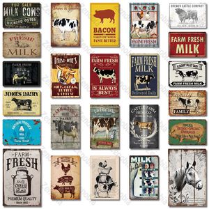 Фермерское молоко винтажное металлическое плакат табличка с винтажным декором фермы для домашней деревенской коровьей свиньи ретро металлические знаки украшения