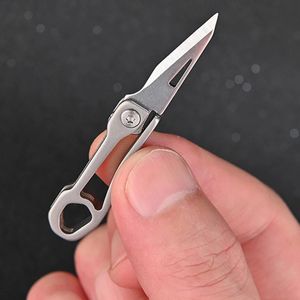 Mini Blade Fold Key Ring Portable Tool Outdoor Camp Knife Keychain Peeler Open Survive Kit Gadget Package Box Opener Hike Pocket