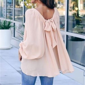 summer spring Plus Size Women Chiffon Shirts vintage Bow Neck Blouse Shirt Loose Chiffon Blouses Tops pure top jumpers LJ200810