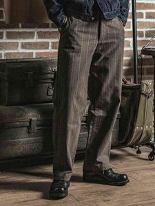 Men Jeans Bronson 1920s Pinstripes Working Class Pants Men Vintage Gentlemen Suit Trousers 221223