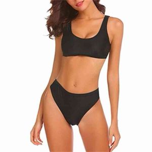 Designer Beach Thong Fashion Swimsuit Bikini Set High Waist Solid Color Split Swimsuit Hot Spring Bikini Swimsuit Female Conservative One Size Larger