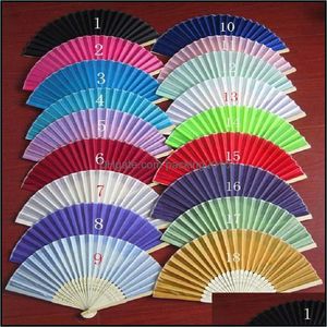 Party Favor Event Supplies Festive Home Garden Personalized Wedding Fans Printing Text On Silk Fold Hand Favors And Gifts Drop Delivery 20