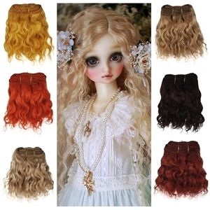 Muziwig 5m de chapéus de lã preto marrom marrom laranja rosa de lã cacheada trama de cabelo para bonecas acessórios de cabelo Diy Doll Wigs 220815