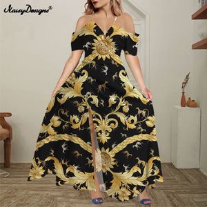 Noisydesigns Schwarz Windhund Hund Muster Frauen Schulterfrei Maxi Boho Split Langes Kleid Rüschen Vestidos De Fiesta Sommerkleid 220627