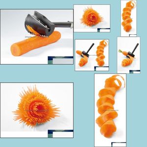 Utensili per frutta e verdura Cucina Cucina Sala da pranzo Bar Giardino domestico Affettatrici in plastica Spiral Shred Process Device Cutter Slicer Peeler Tool Wave T