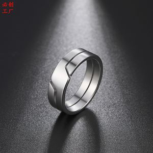 Aço de casal brilhante anel de jóias de anel de anel de anel de aço europeias e americanas