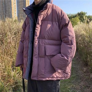 Męska w dół parkas kurtka zimowa parka ciepła moda hit kolorowy gęsto pogrubiony stand-up płaszcz kołnierza luźne koreańskie krótkie ubrania męskie phi