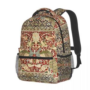 William Morris Zaino con motivo floreale vintage Zaino da uomo e da donna Borsa a tracolla per laptop per adolescenti Zaino con fiori bohémien da escursionismo