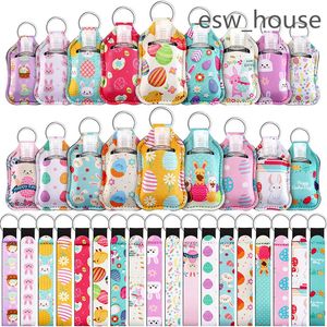 30ml Hand Sanitizer Bottle Cover Neoprene Lip Balm Lipstick Tracker Sleeves Lanyard Wristlet Party Favors Multi-color