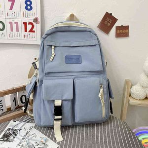 Rucksack Canvas Korean Largecapacity Multilayer Junior High School Student Schoolbag Light Simple Travel Bag Bookbag 220628
