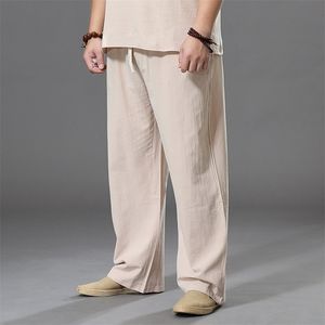 Pantaloni da uomo estivi di grandi dimensioni in cotone alti grandi pantaloni di lino a gamba larga pantaloni da jogging oversize uomo più uomini larghi 220325