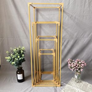 Party Decoration Marriage Wrought Iron Geometry Road Guide Gold Frame Wedding Flower Stand Arrangement Stage Layout Shelf