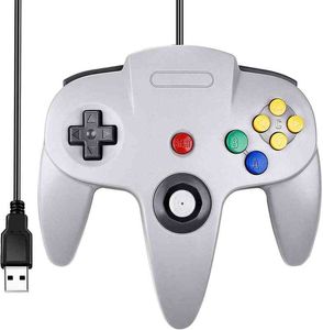 Klasik N64 Kablolu USB Denetleyici PC Oyun Pad Joystick Sevinç Pad Windows PC için Mac Linux Ahududu Pi 3 SEGA Genesis Higan (Gri) H220421