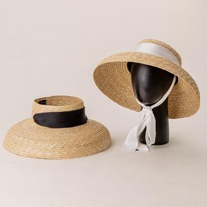 Palha de designer de chapéus de largura para mulheres de renda para o sol Capéu causal festas de praia de verão damas ao ar livre cloche visorswide