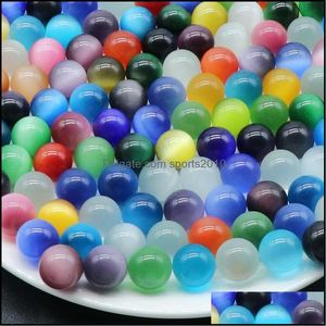 Konst och hantverk Arts Gifts Home Garden Colorf 20mm Cats Eye Crystal Round Stone Ball Craft Tumbled Hand Piece Stones Ho DHB7T