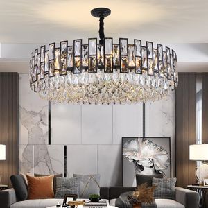 Modern Crystal Chandelier For Living Room Dining Room Black Light Round Lustre Led Chandeliers Kitchen Bedroom Indoor Lighting