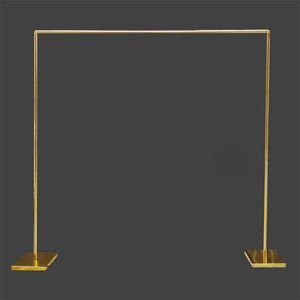 Party Decoration Wedding Props Square Metal Arch Shiny Gold Plated Backdrop Stand Stage Rectangular Flower DecorationParty
