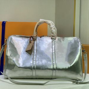 Designer Handgepäck Reisetasche Silber geprägte Handtasche Boston europäischen und amerikanischen Stil Männer Unisex Frauen Seesäcke