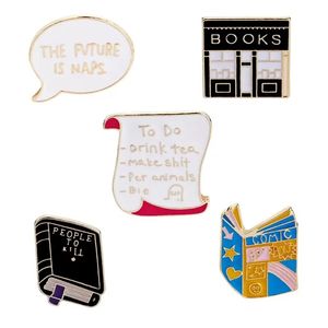 Nette Emaille Bücher Broschen Frauen Männer Buchhandlung Reel kreative Cartoon Pins Abzeichen Für Kinder Mode Schmuck Geschenk