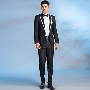 Męskie garnitury Blazers Men Black Dwuczęściowy zestaw Bankiet Bankiet Wedding Formal Dress Suit Blazer Champagne Tuxedo Długie spodnie Plus Sizemen's