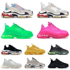 Тройная модельерная обувь Thriple S Обувь Casual Men's Women's Paris 17FW Clear Sole All Black Blee Green Pink Blue Beige Sail Luxury Trainers Outdoor